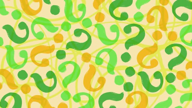Hand drawn Question Mark Pattern Background Loop