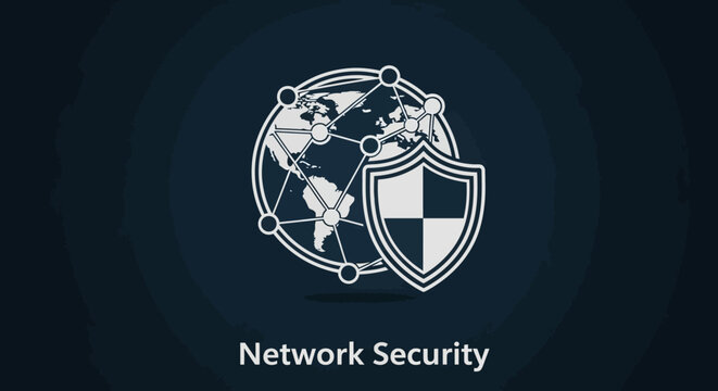 Global Network Security Shield Icon Protecting Digital World.