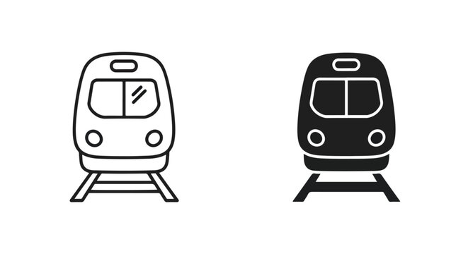 Modern train transportation icon set - Minimalist, flat icon, outline, glyph, linear, clipart, sticker - icon set