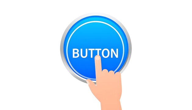 A hand pressing a blue button