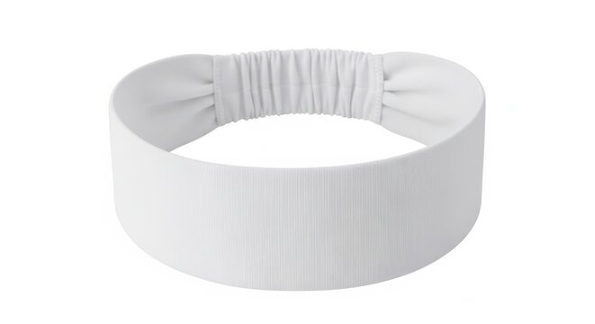 Comfortable white fabric headband with a gathered center detail