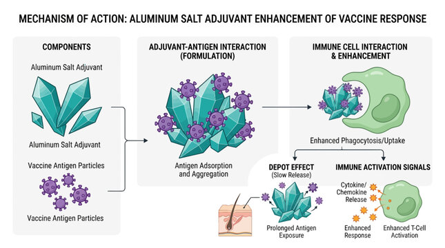 Mechanism of Aluminum Salt Adjuvant Enhancement in Vaccine Response Diagram