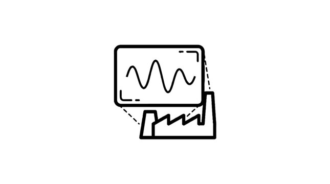 Factory monitoring screen with digital waveform graph