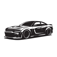 Fototapeta premium Minimalist Black and White Vector Illustration of a Modern Muscle Car.