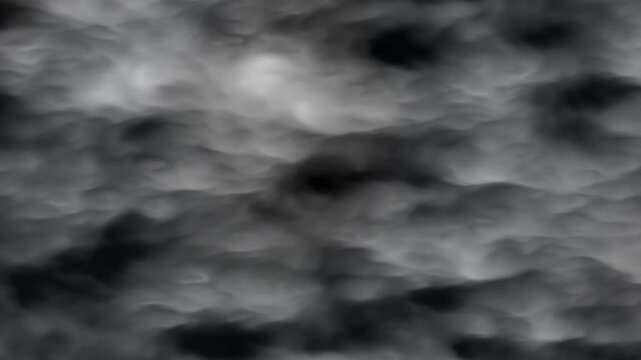 Thick rising gray smoke steam loop animation over black background
