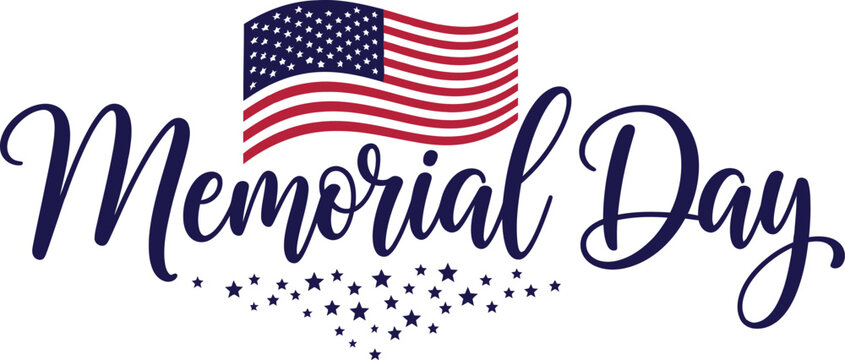 Memorial day greeting with american flag and stars