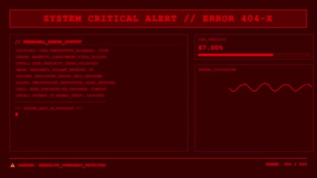 Access Control Warning Dialog Window Displaying Encrypted Session Terminated Message Alert Notification On Dark Red Tech Interface Background.