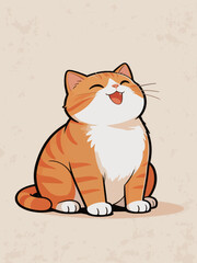 Obraz premium Happy Chubby Orange Tabby Cat Cartoon Illustration