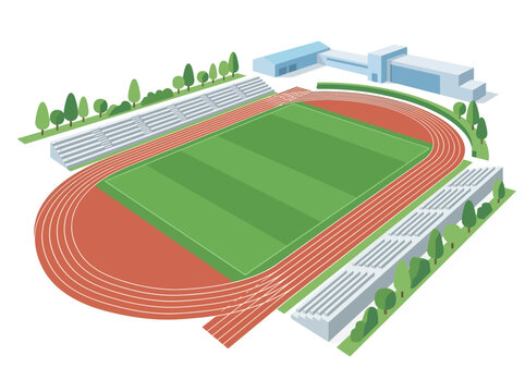 Running Track with Green Field Inside.