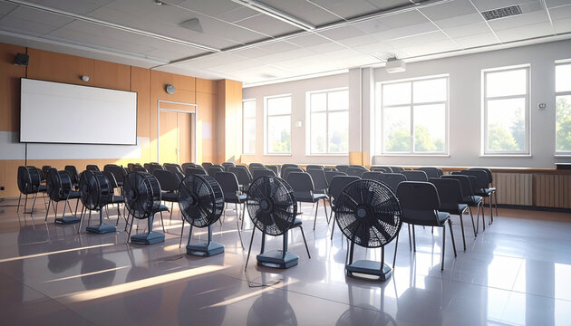 Empty classroom presentation setup