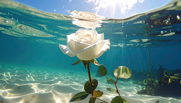 White rose underwater