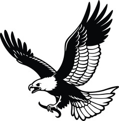 Fototapeta premium Vector illustration of a bald eagle in flight with wings spread