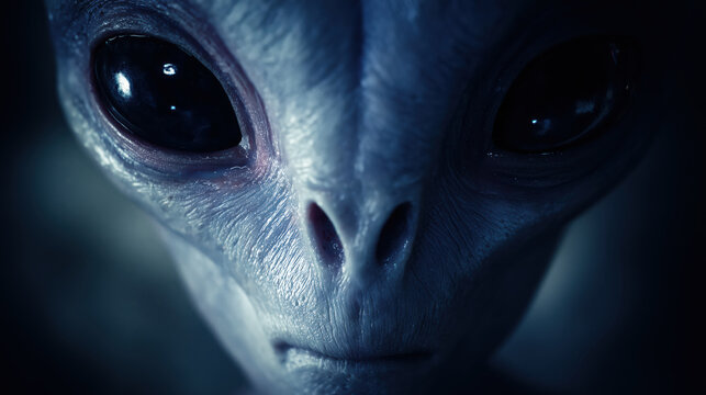 Humanoid Alien With Large Black Eyes in Classified Setting