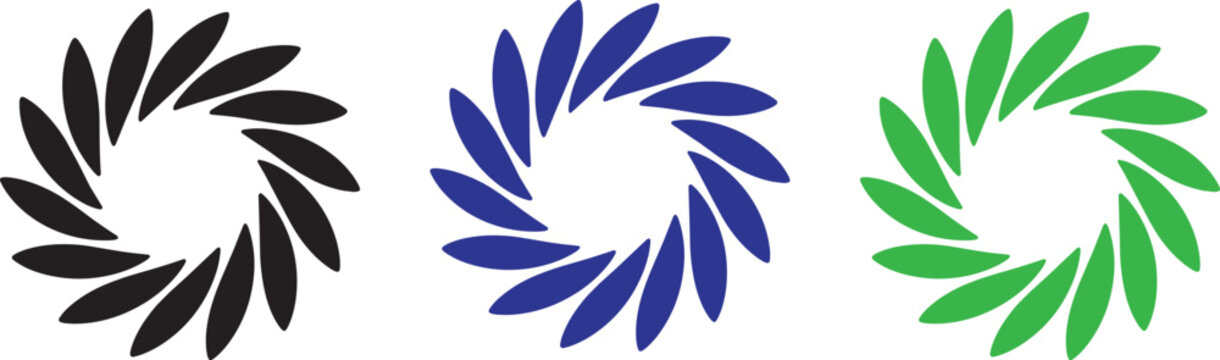 Abstract Circular Floral Spiral Leaf Logo and Icon Vector Elements Pack