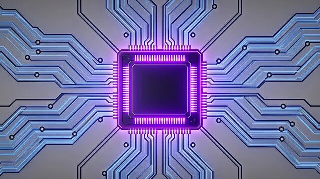Microchip with glowing circuitry