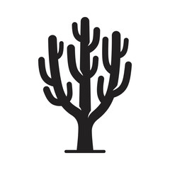 Fototapeta premium Black silhouette of a saguaro cactus with silhouette succulent illustration