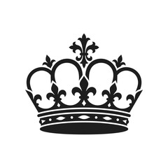 Black silhouette of ornate royal crown with fleur-de-lis accents, design evokes © Saharima