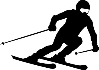 Fototapeta premium vector can be editable Alpine skier turning on snow slope during winter competition figure