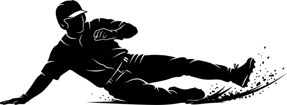 vector can be editable Baseball player sliding into base silhouette