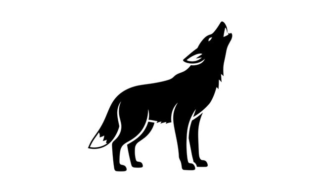 Black silhouette of a wolf howling at the moon 1.