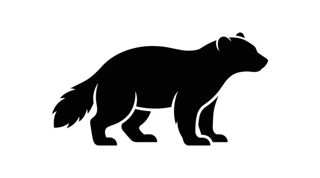 Black Silhouette of a Wolverine Animal.