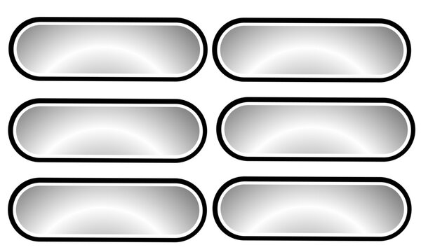 Vector set of glossy rounded web buttons with metallic style and blank design. Suitable for user interface, website navigation, mobile apps, dashboards, and digital design projec