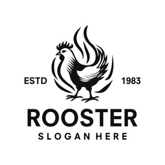 vintage Rooster logo vector icon illustration © Sihab