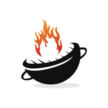 barbecue grill logo design template illustration vector