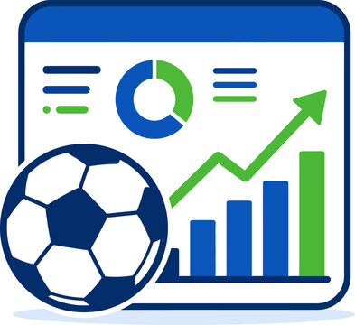 Soccer ball with business analytics chart vector illustration football business analytics statistics performance investment strategy analysis illustration industry progress increase