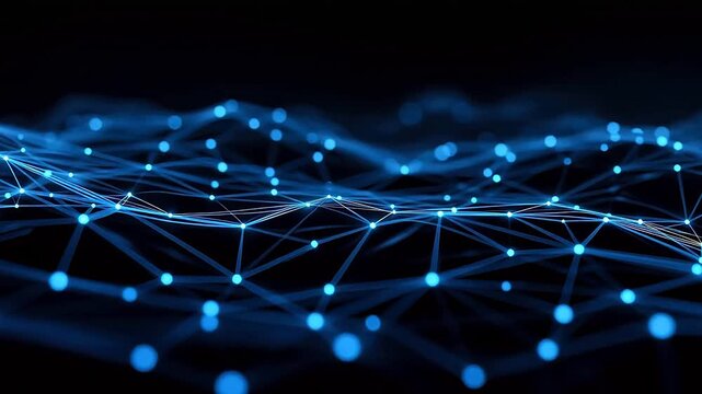 Blue network connections on dark background
