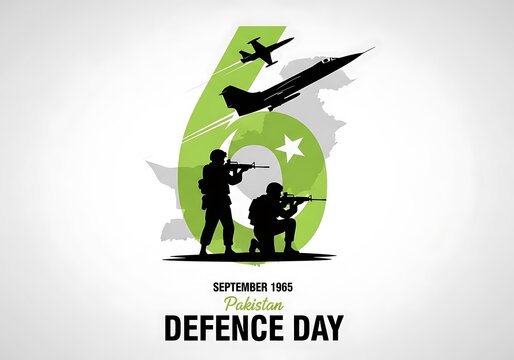 Defence Day 6 September 1965 poster with soldier silhouette and jet fighter