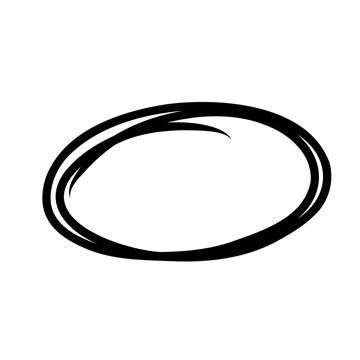 Hand-drawn black oval shape line art minimalist illustration
