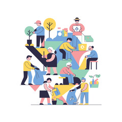 Community Cleanup Effort: Diverse People Caring for Environment © Baksos