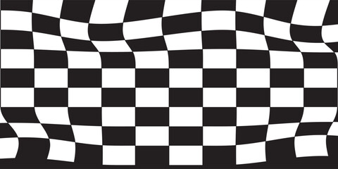 Obraz premium Vector checkerboard pattern. Seamless black and white brush stroke background. Checkered print with distress texture. Painted chequered ornament for kids. Childish design