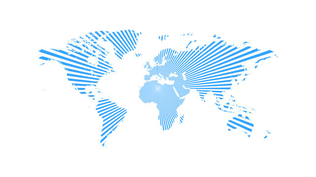 World Map vector isolated with beautiful line art illustration on white background with blue theme.