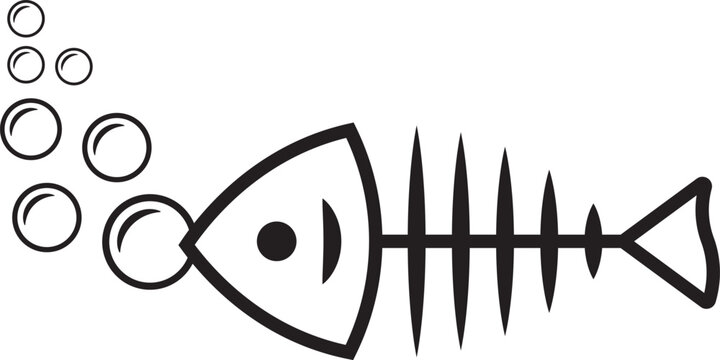Swimming fish icon blowing underwater bubbles in a versatile collection of outline and solid graphic styles for diverse applications. fish blowing bubbles and hearts cute aquatic animal illustration