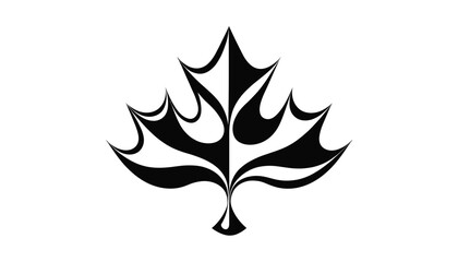 A striking black and white stylized maple leaf design, featuring intricate symmetrical patterns and a bold graphic aesthetic. © tyui