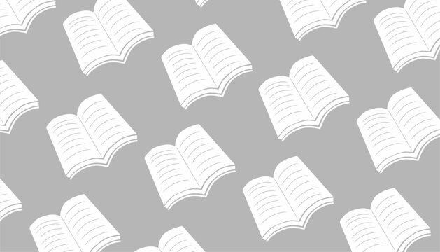 Book Seamless Pattern. Hand Drawn Library Background. Minimal Education Doodle Style.