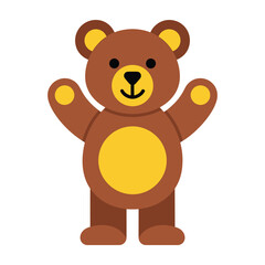 Fototapeta premium Brown bear cartoon character standing with arms up