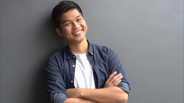 Portrait of a happy young casual man standing