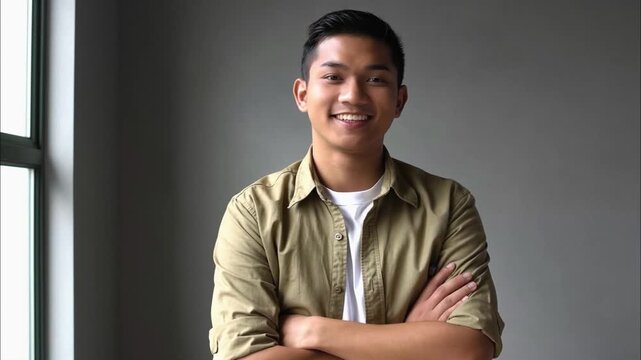 Portrait of a happy young casual man standing