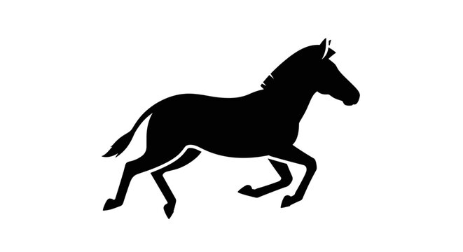 Silhouette of a running zebra on a white background.