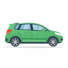 Fototapeta premium Green Hatchback Car Illustration