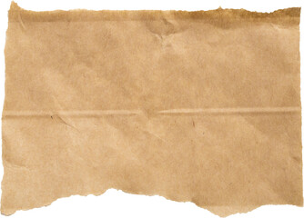 piece of brown paper tear isolated on white background