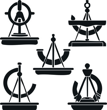 Collection of Vintage Navigational Instruments and Scientific Tools Vector Graphics