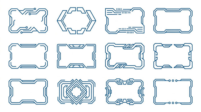Futuristic Digital Frames and Borders Collection.
