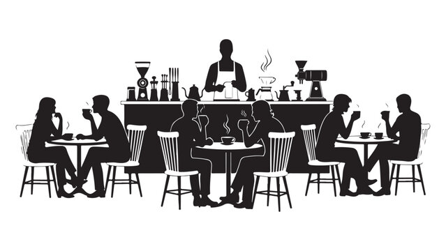 People Enjoying Coffee Together In Cozy Modern Caf Setting