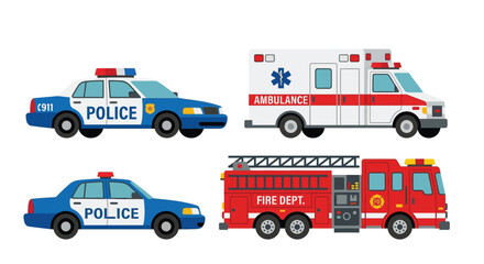 Emergency vehicles illustration police car ambulance and fire truck © Rahul