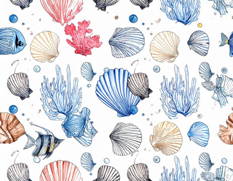 Oceanic watercolor pattern