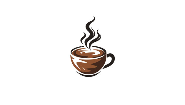 A steaming cup of hot coffee with aromatic steam rising from the surface, presented on a clean white background.